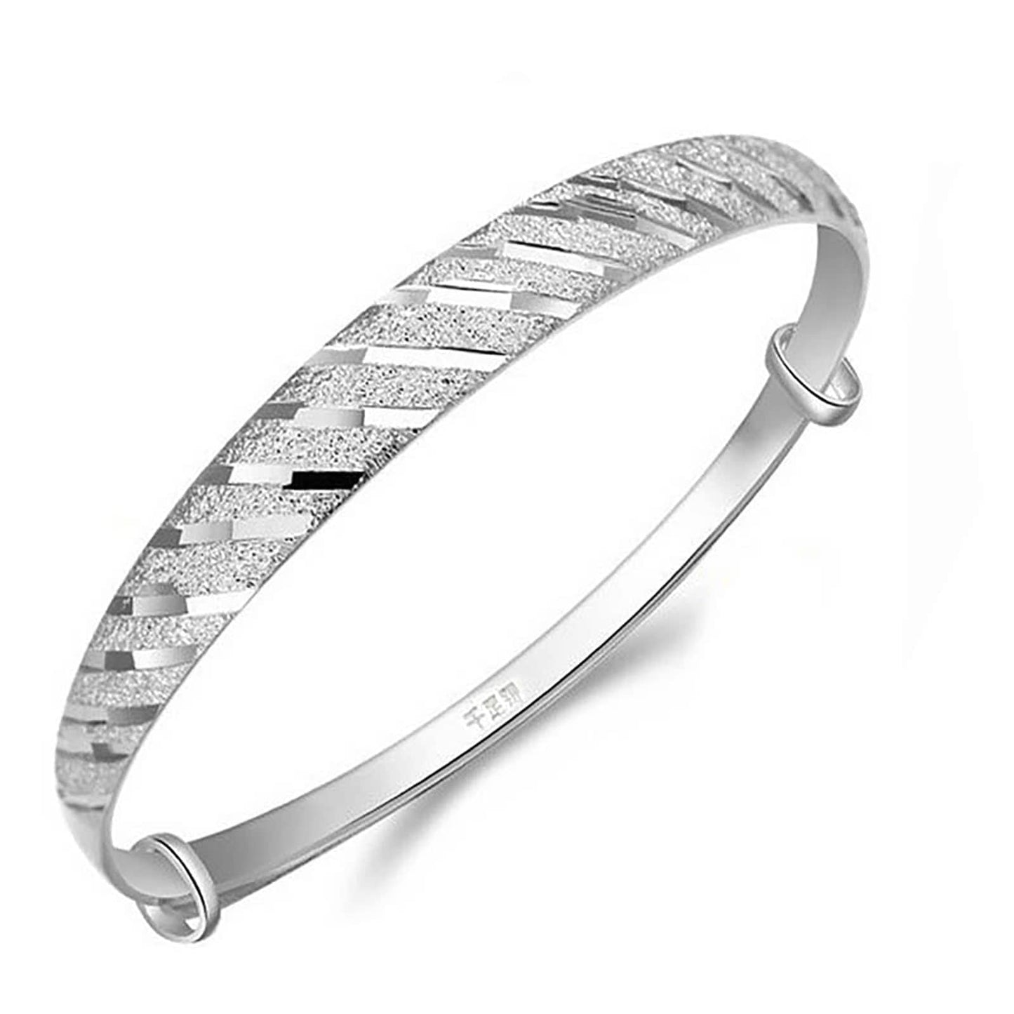 925 Sterling Silver Plated Cuff Bangle Bracelets for Women Fashionable Glitter Star Bangle Bracelet Open Adjustable Wide Cuff Bracelet for Teen Girls Fashion Jewelry (silver H) Gifts for Lovers