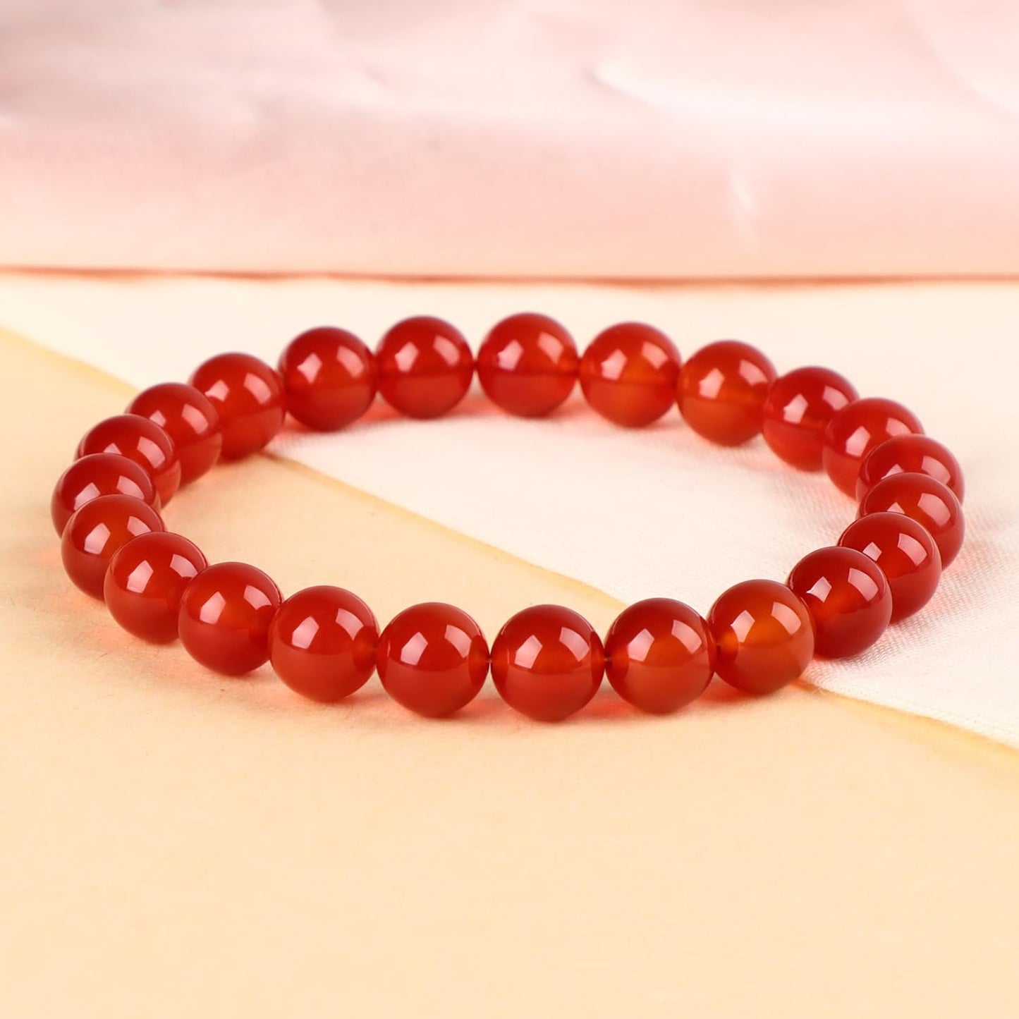LPBeads Handmade Natural Gemstone Stretch Elastic 8m Carnelian Bracelet Healing Crystal Round Stone Beads Jewelry Gifts for Women Men