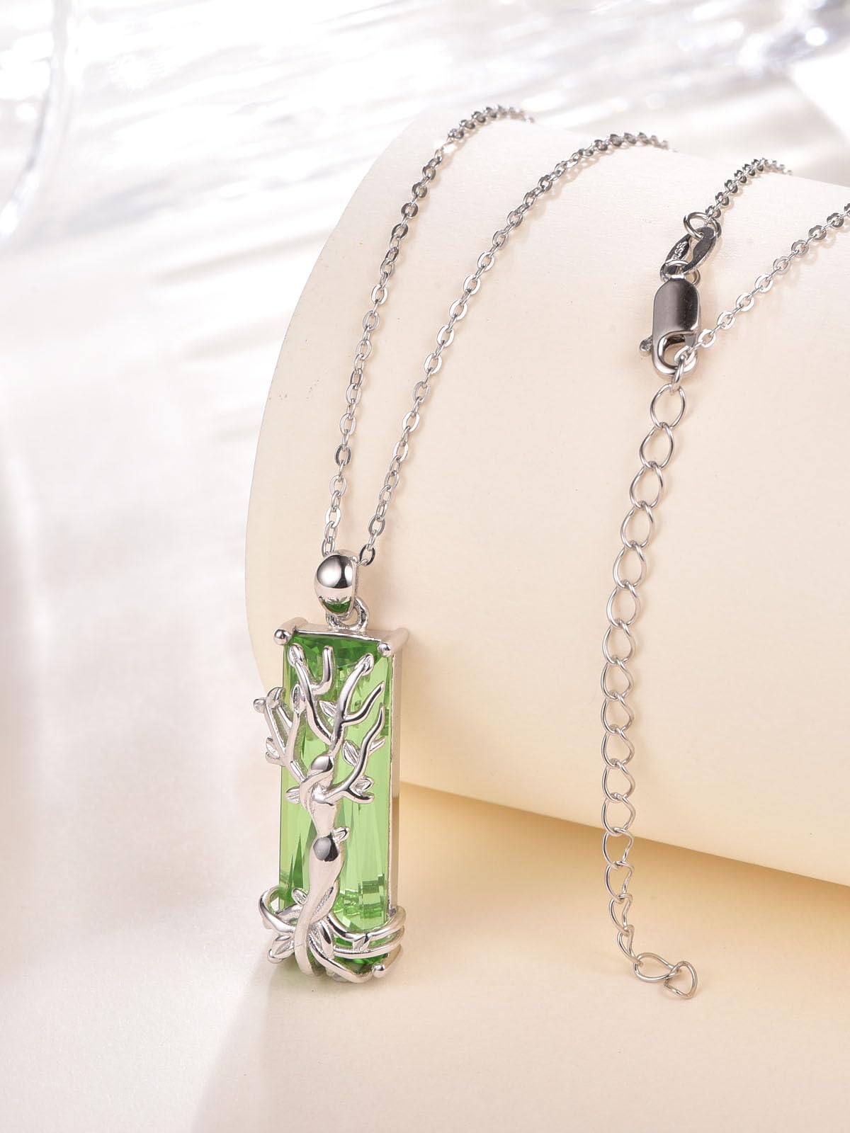 AENEAS Valentines Day Gifts for Women Her Tree of Life Necklace for Women 925 Sterling Silver Family Tree of Life Pendant Green Crystal Jewelry Gifts for Wife Her