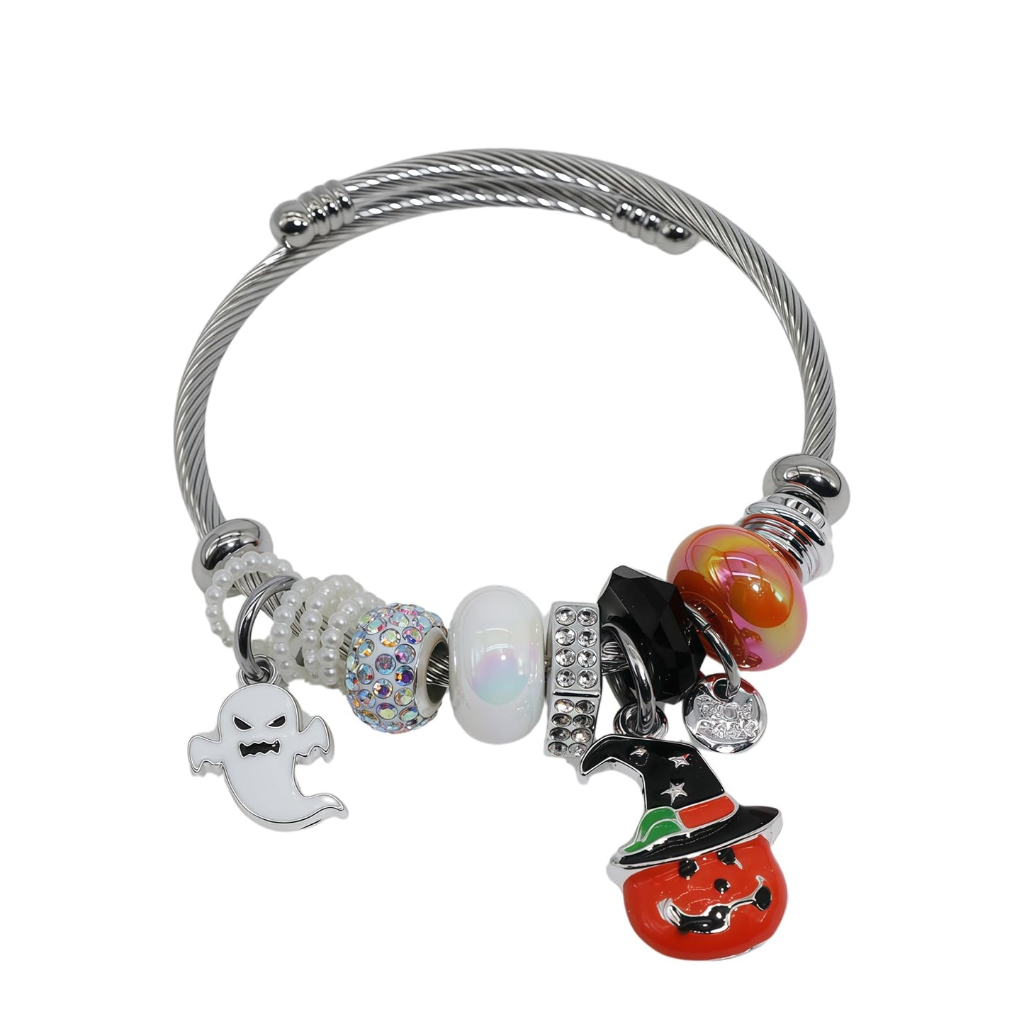 QMWKVNC Charm Bracelets for Womens,Exquisite Cute Cartoon Friendship Silver Bracelets Stainless Steel Bangle, Womens Jewelry Suitable for Holiday Gifts and Birthday Gifts