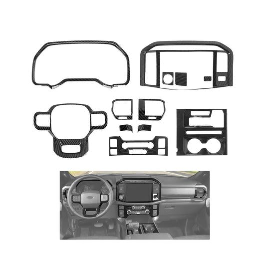 JeCar 12pcs Carbon Fiber Interior Trim Kit for 2021+ Ford F150 Interior Accessories