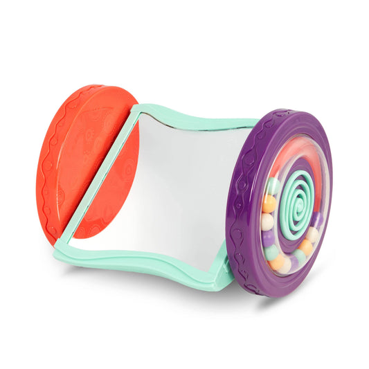 B. toys – Baby Toys Mirror with Rolling Sensory Wheels – Interactive Roly– Poly Mirror for Tummy Time & Crawling – Early Learning for Infant Development – 0+ Months