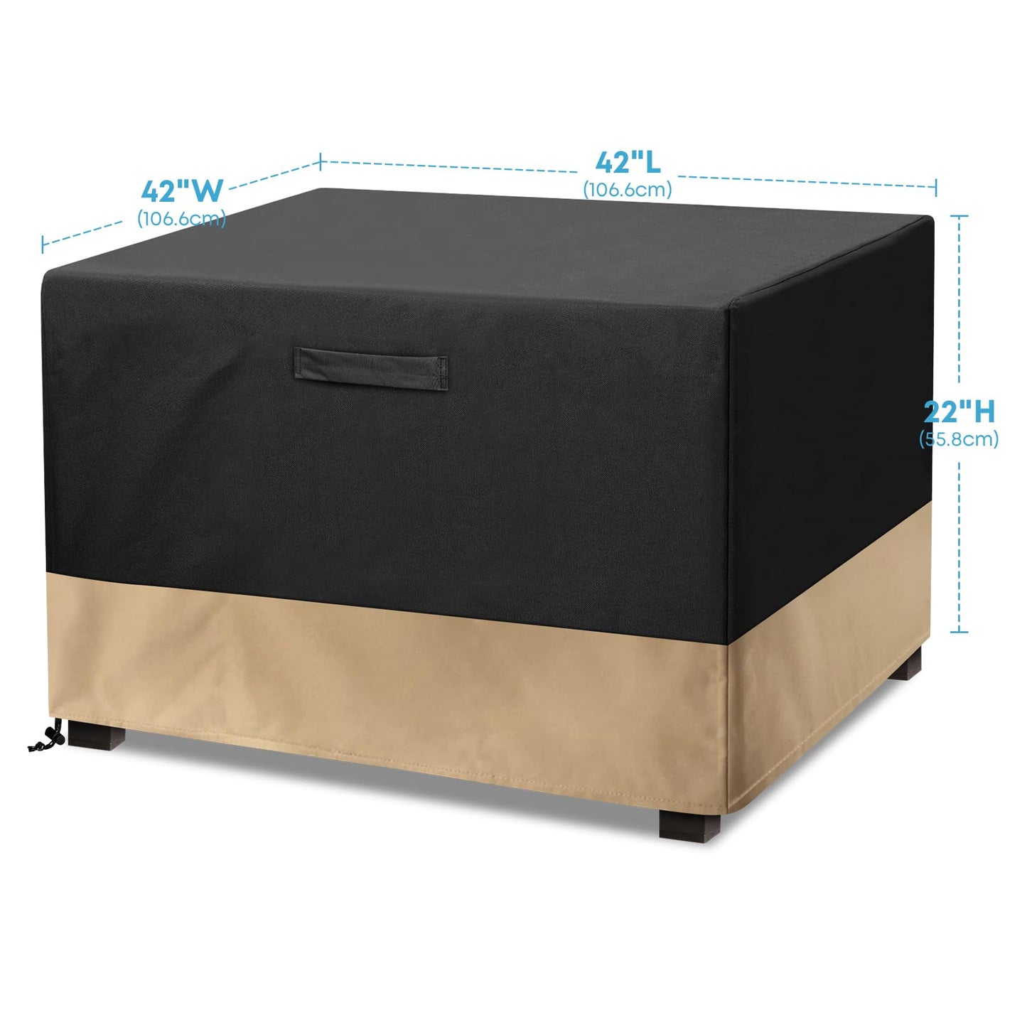 Stanbroil 42-Inch Square Fire Pit Cover, Waterproof Patio Cover for Outdoor Fire Pit Table, Fire Bowl, Patio Furniture, Waterproof, Black