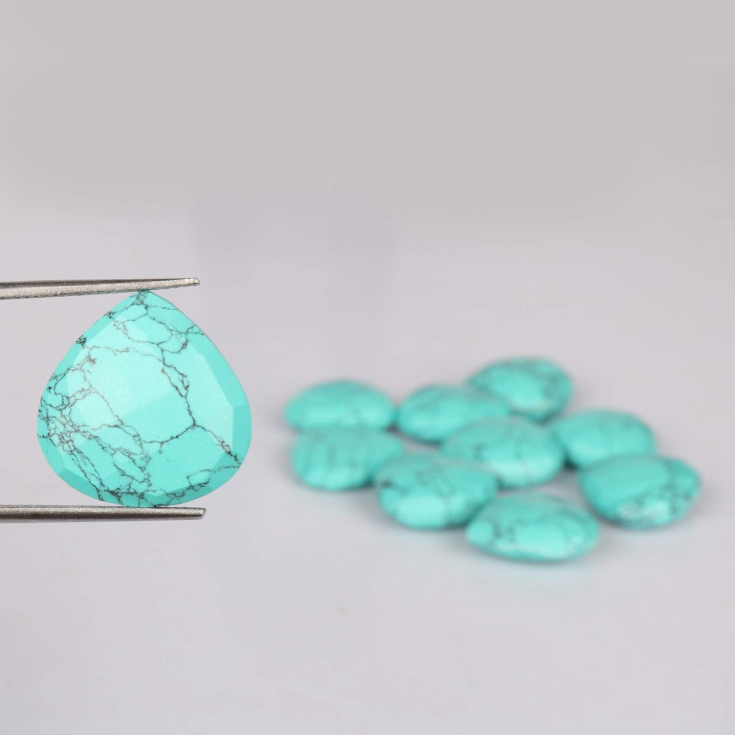 AAA++ Natural Blue Turquoise/pear Turquoise 116.50 Ct Lot of 10 Pcs Pear Faceted Cut Gemstones for Jewelry Making ET-961