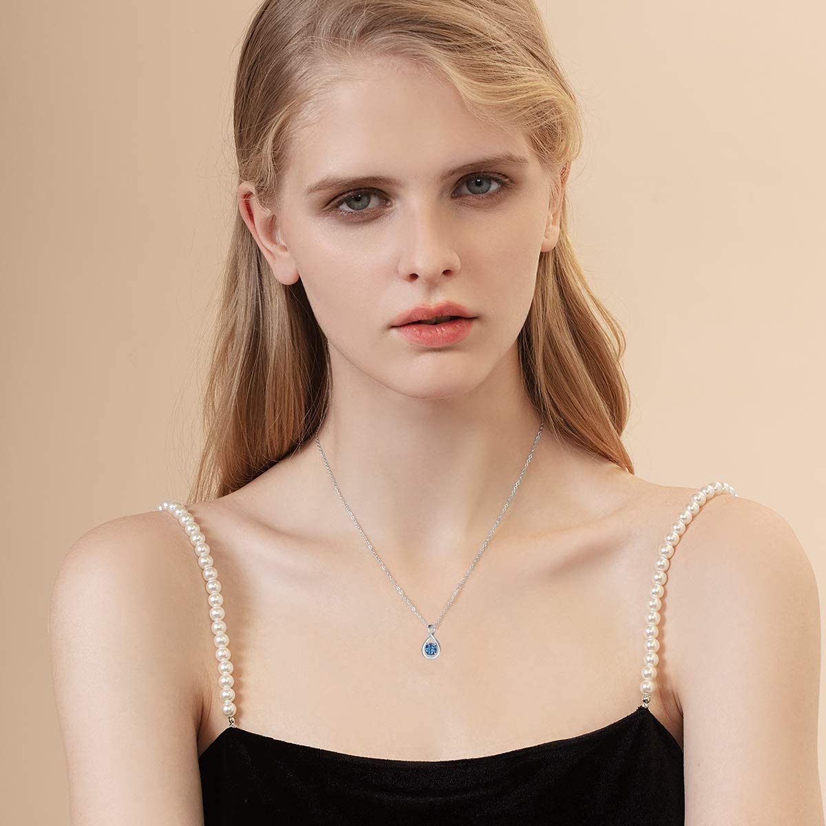 FANCIME London Blue Topaz Necklace November December Birthstone Necklace for Women Sterling Silver Infinity Pendant Fine Jewelry Birthday Anniversary Graduation Mothers Day Gifts for Mom Her