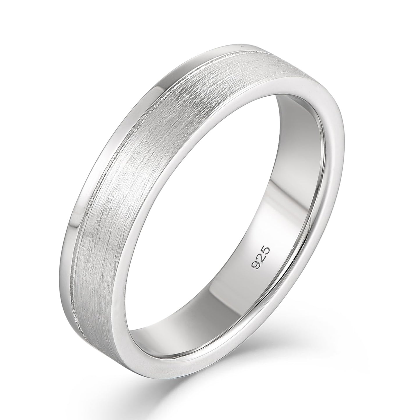 STARCHENIE Men's Wedding Band 925 Sterling Silver, 5MM, Brushed Matte Finish, Comfort Fit, Size 7