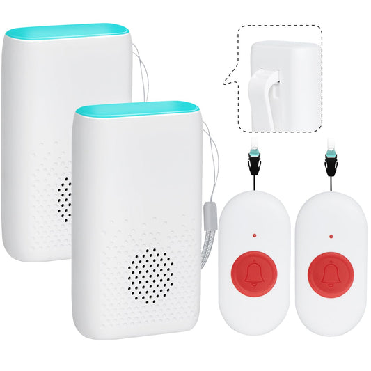 Wireless Caregiver Pager Nurse Alert System SOS Call Button Vibration Pager Nurse Calling Alert System with 58 Melodies 4 Adjust Volume Levels for Patients Seniors Elderly Monitoring at Home