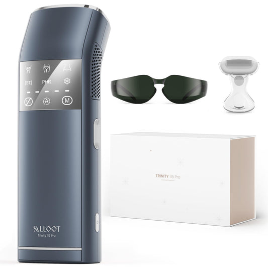 Dual Lights 100W, 4-Pulse IPL Laser Hair Removal, Comfort 16.6 cm² Sapphire Ice-Cooling 35°F, PHR Mode for Stubborn Hair, Effective, Hair Removal Device for Women and Men (Blue Grey)