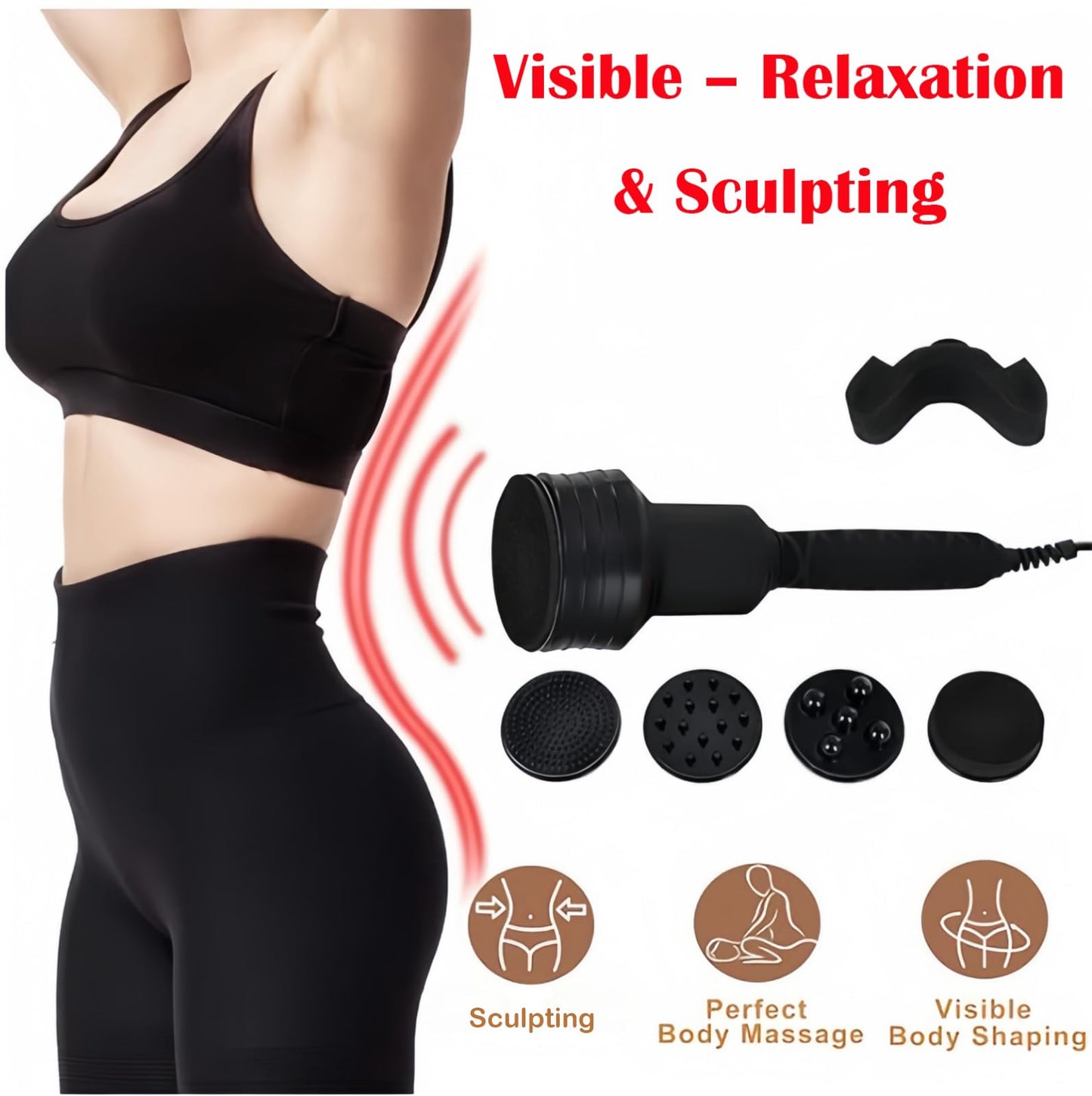 NETTITO Cellulite Massager Electric Vibrating Professional – with 5 Interchangeable Heads, Deep Tissue Relief, Muscle Relaxation, Durable Design for Salon & Home Use