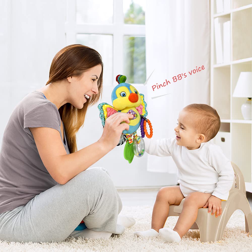Baby Rattles Toys with Teether,Bed Bell for Toddler in pram,Gifts for Baby Aged 3 Months or More (Bird)