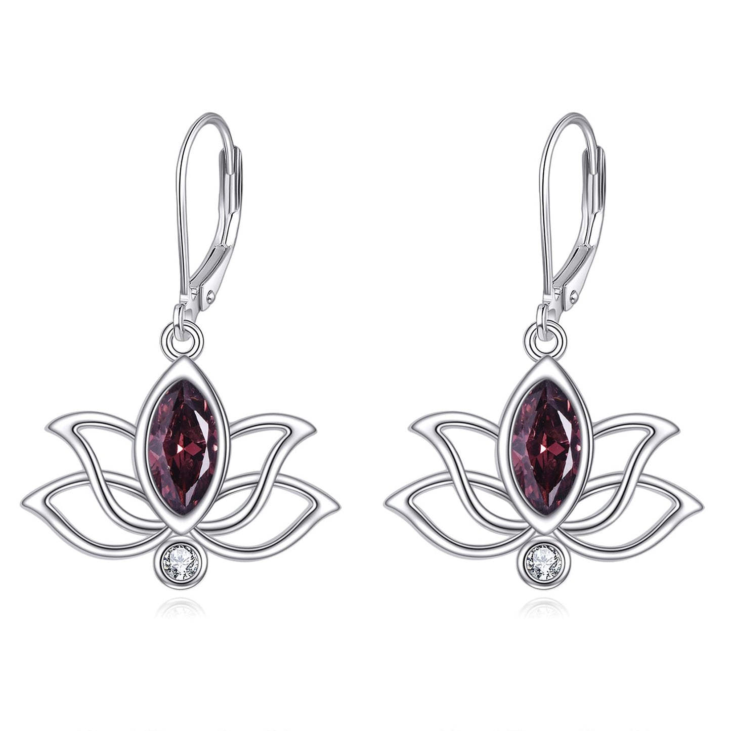 YFN Lotus Flower Earrings Sterling Silver Birthstone Lotus Leverback Dangle Drop Earrings Jewelry Gifts for Women (J. Oct)