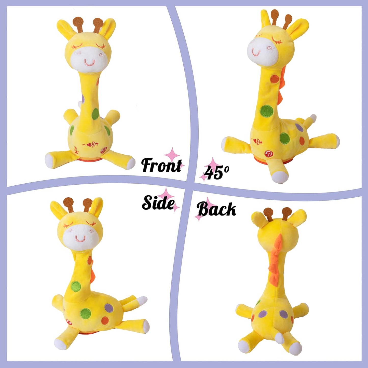 Record Singing Giraffe Stuffed Animals Educational Learning Musical Baby Toys Dancing Talking Giraffe Plush Toys for Toddlers Stuffed Animal Baby Toy Repeating What You Say,Birthday Gifts ,12"(Yellow)