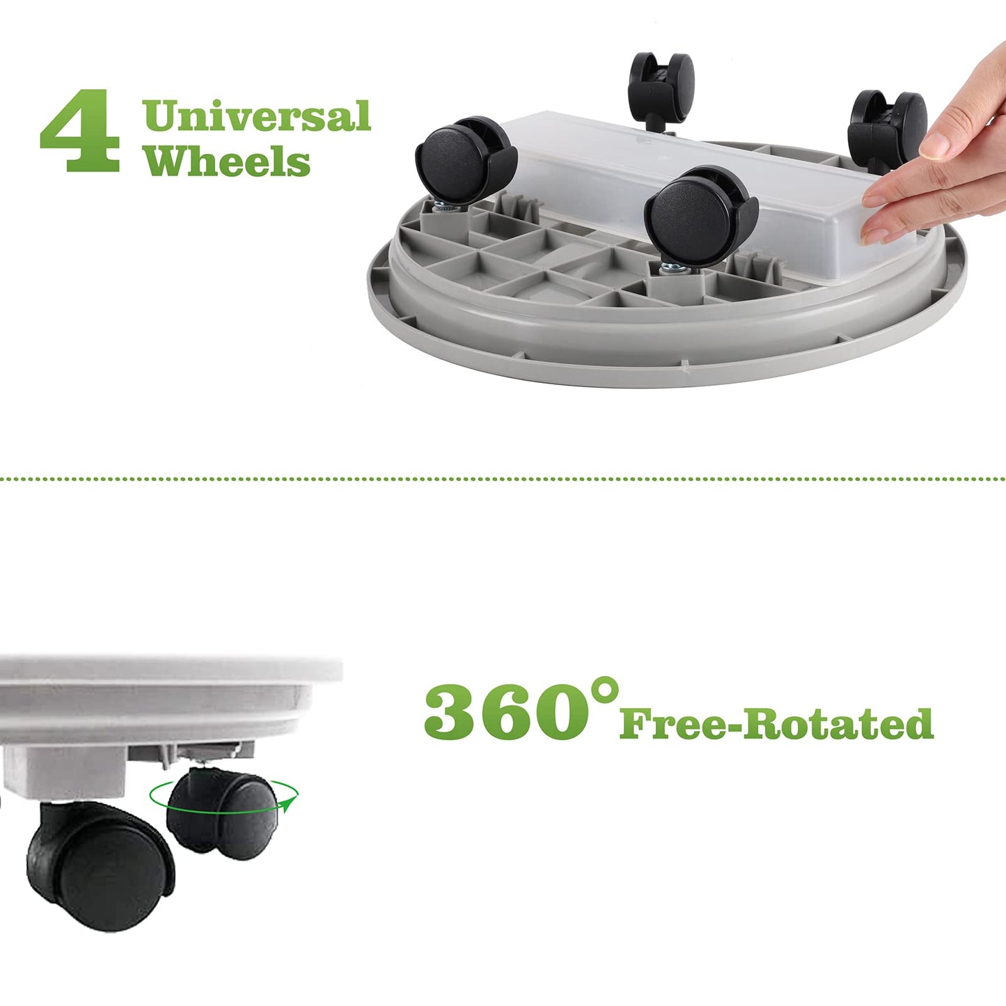 Looca Plant Caddy with Wheels and Drainage Tray, 13”Rolling Plant Stand Flower Pot Mover, Planter Caddies Round Plant Dolly for Heavy Duty Planter, 3 Pack, Bearing 120 lbs (Grey)