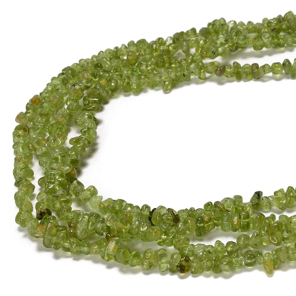 PLTbeads 5-8mm Natral Healing Gemstone Waist Bracelets Necklace Kit Irregular Stone DIY Crafts Design Jewelry Making 1 Strand per Bag Approxi 34 inch (Green Peridot Chips)