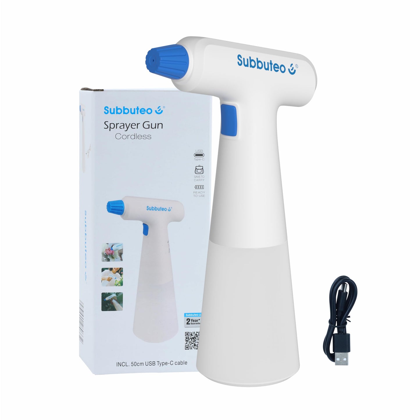 Subbuteo Electric Plant Mister Spray Bottle, 0.55L USB Rechargeable Auto Sprayer, Adjustable Fine Mist Nozzle for Indoor Plants, Hair Styling & Home Cleaning