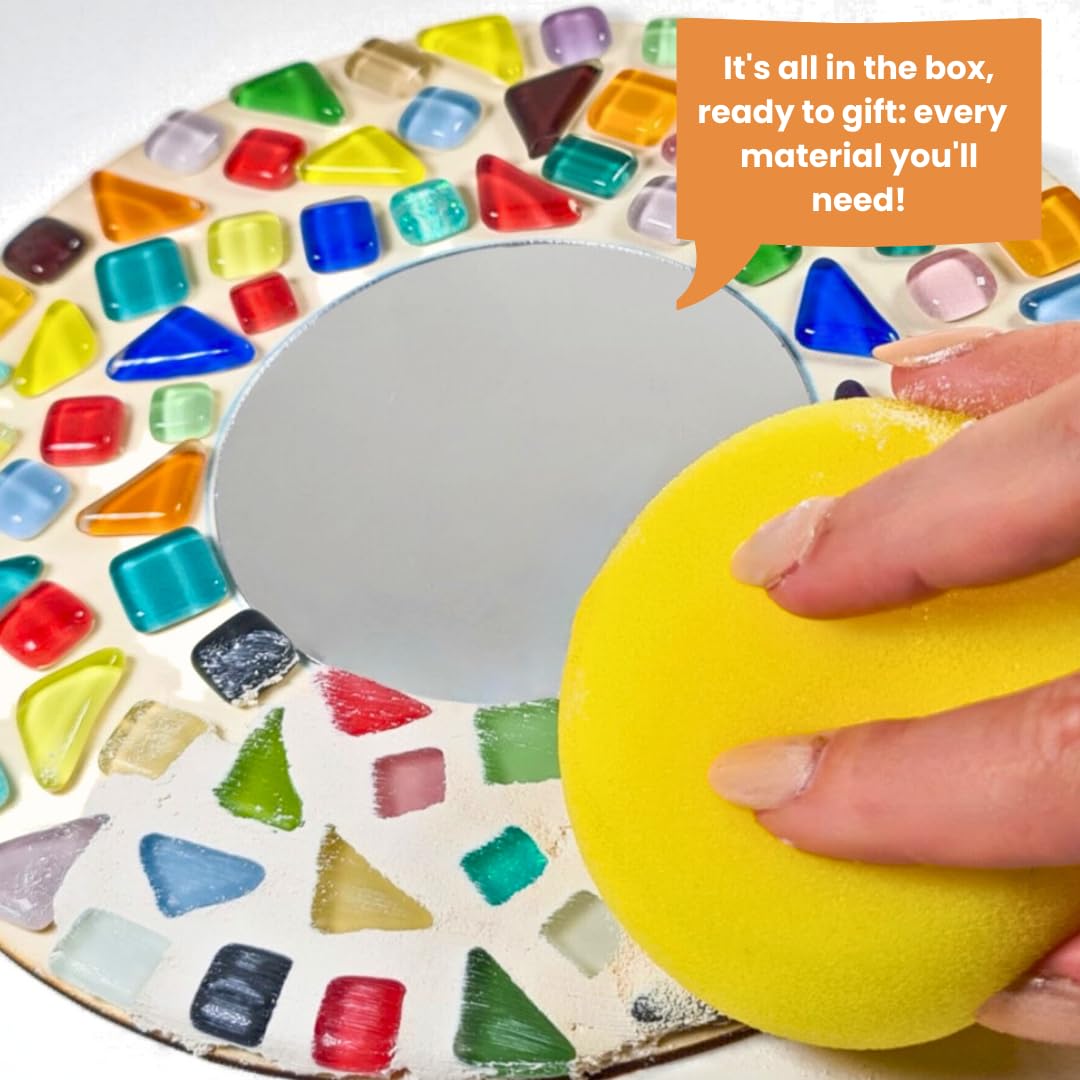 Sculpd Kids Mosaic Kit, Painting Craft Set for Kids Age 7+, Pottery, Includes Mosaic Tiles, 1 Tangram Tile Game, 2 Bags of Plaster, Additional Crafting Supplies & 1 Mirror, Montessori Education