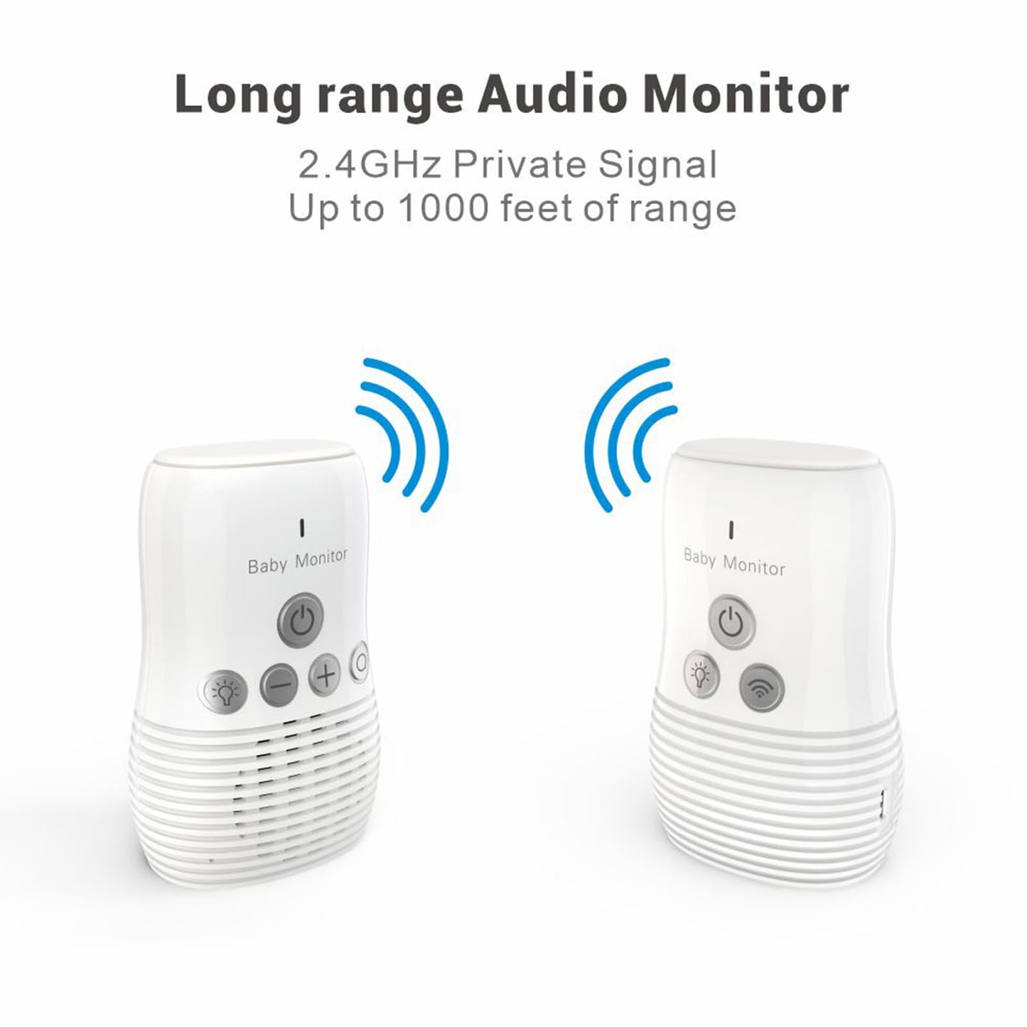 Baby Monitor Audio Only, Baby Sound Monitor for Baby Sleeping 2.4GHz Wireless Two Way Talk Night Light Noise Detection, 20 Hours Standby Time
