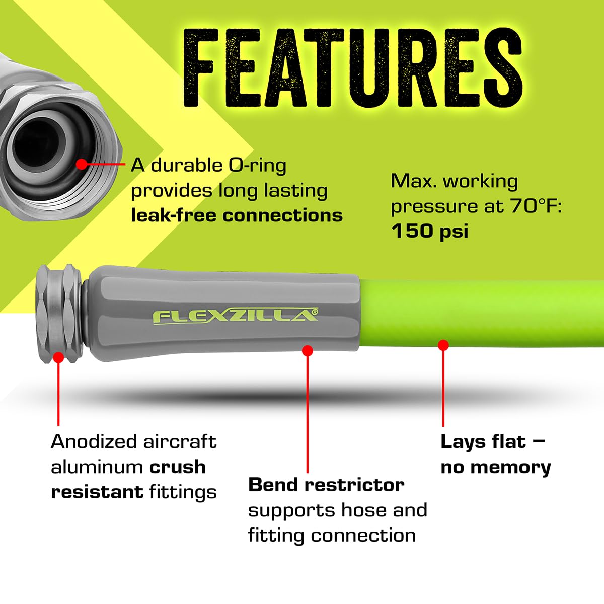 Flexzilla Garden Hose 5/8 in. x 25 ft., Lightweight All-Weather Water Hose, Durable and Flexible, Leak-Free Connections