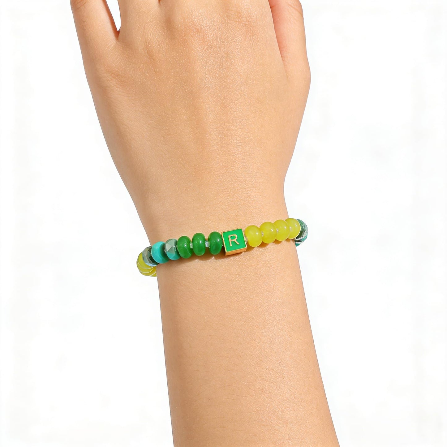SLYAIH Colorful Beaded Initial Bracelets for Women Boho Crystal Beaded Elastic Stretch Bracelet A-Z Letter Bracelet Handmade Jewelry Gifts for Women