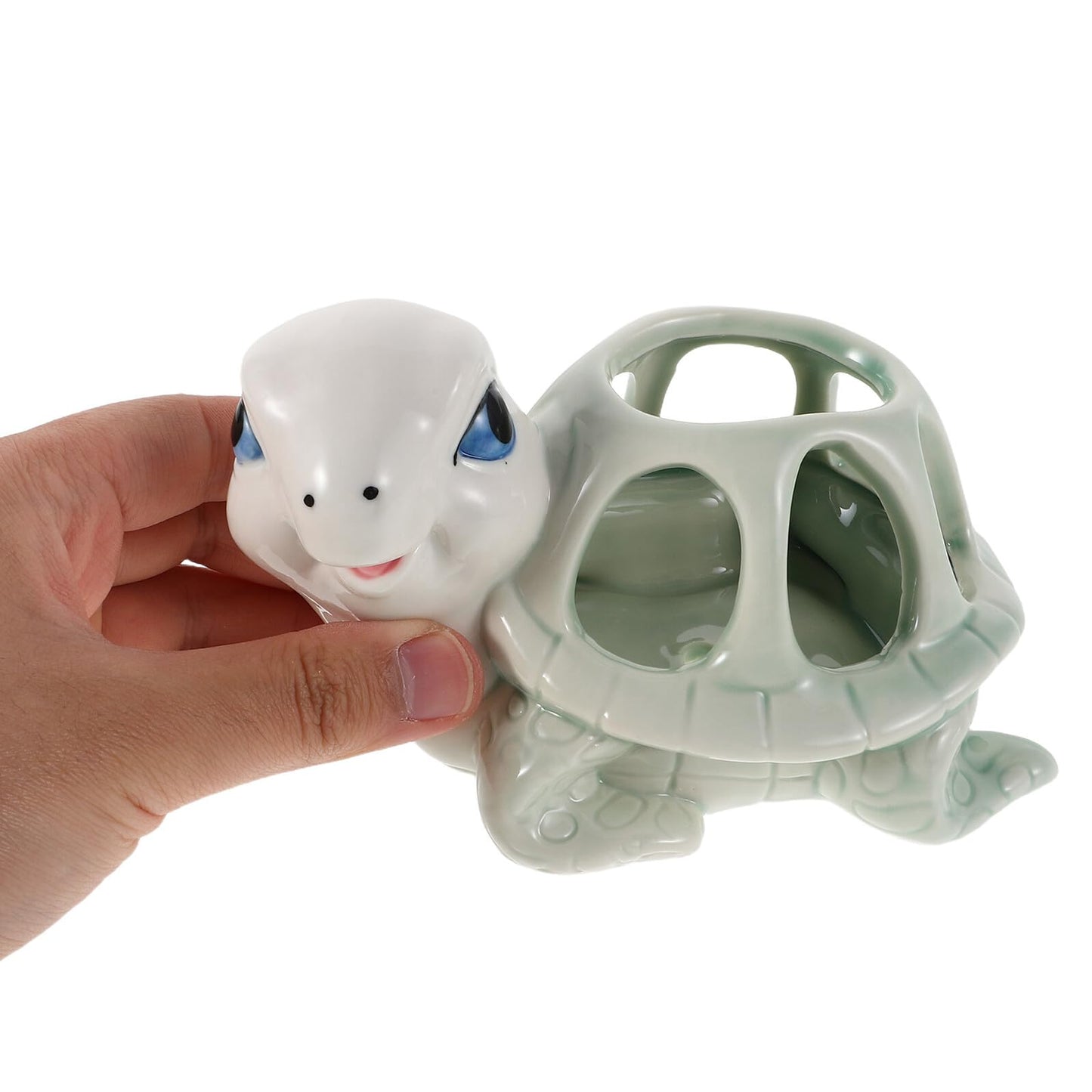 Sewroro Hand-Painted Ceramic Turtle Succulent Planter Pot for Indoor Desktop Garden, Small Animal Flower Pot with Drainage Hole, Decorative Kawaii Animal Flower Holder