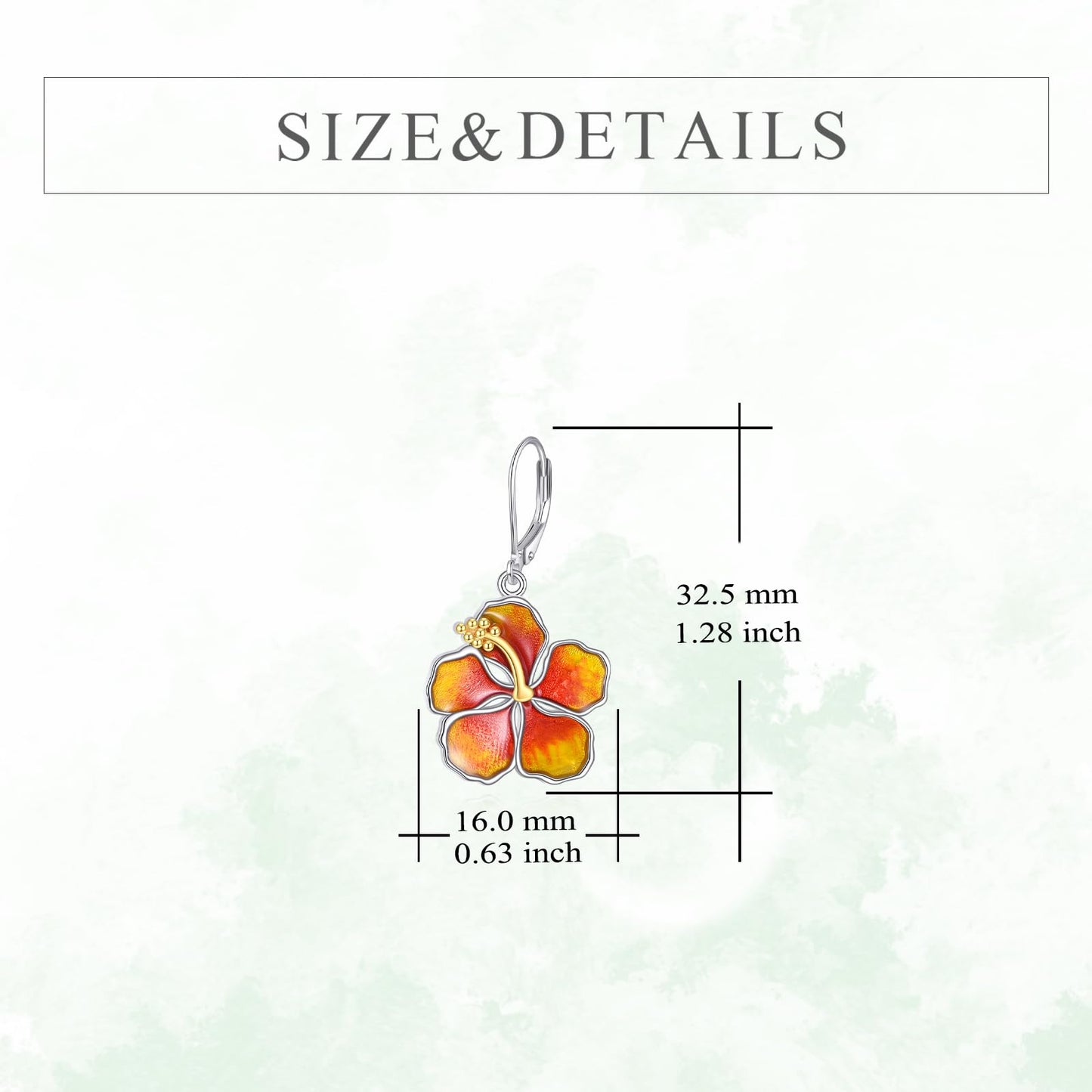 TIGERRIDER Hibiscus Flower 925 Sterling Silver Leverback Earrings Hawaii Jewelry Gift for Women Birthday Christmas