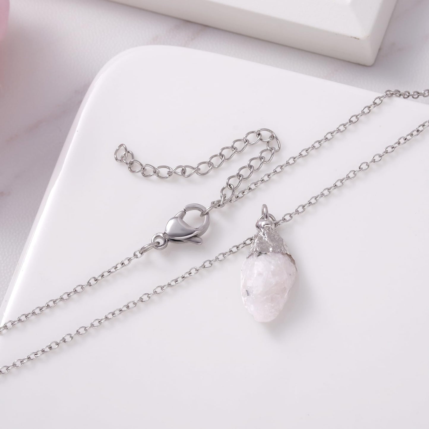 Ukodnus Moonstone Necklace for Women, New Beginnings Gifts for Women, Fresh Start Jewelry, Encouragement Gift, Starting Over New Chapter Graduation Divorce Recovery Gifts
