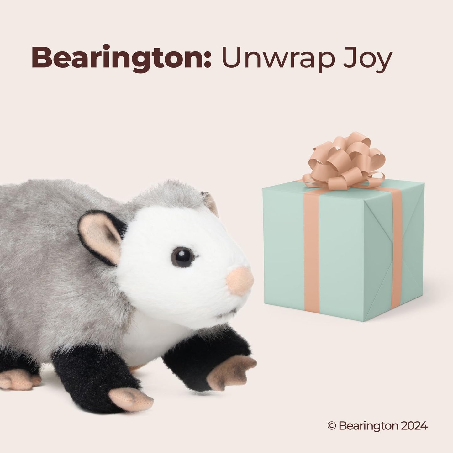 Bearington Harry Possum Plush Toy - 9" Realistic Opossum Stuffed Animal with Soft Fur and Lifelike Details - Adorable and Cuddly Opossum Plushies Gift for Kids, Toddlers, and Animal Lovers