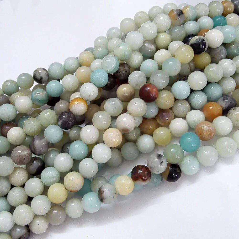 10mm Round Amazonite Stone Loose Beads for Jewelry Making Natural Gemstone Semi Precious 15 Inch(36-38pcs/Strand)