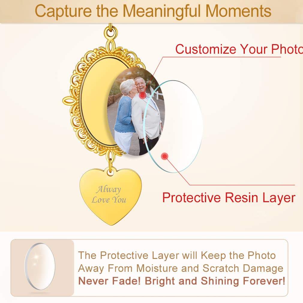Custom4U Wedding Boutonniere Oval Bouquet Charm Pin Photo for Mother of The Bride Groom