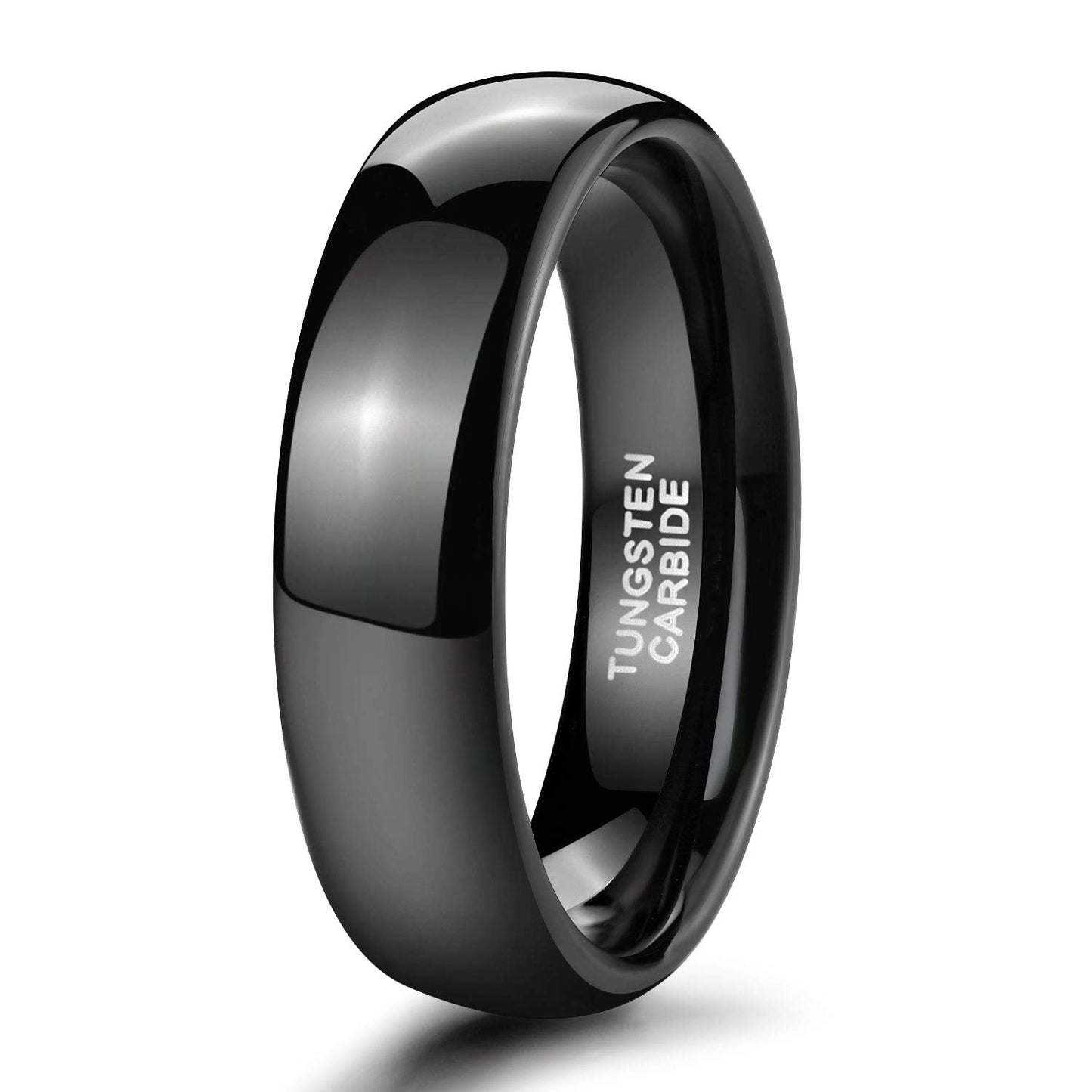 TRUMIUM 6mm Black Tungsten Ring for Men Women High Polished Comfort Fit Wedding Band Size 12