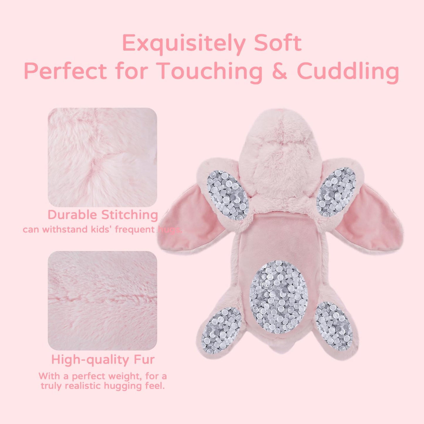 4.5 Lbs Cute Bunny Weighted Plush Stuffed Animal 22" Soft Pink Weighted Rabbit Plush Toys for Kids and Adults Huggable Doll for Boys Girls Gifts for Birthday Easter Christmas Mother's Day (Bunny)