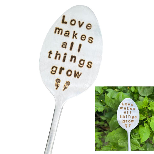 PLWalker Garden Plant Marker Friendship Gift for Women Gardeners, Plant Stake Label Sign Tag Gardening Gifts for Woman Plant Lovers, Metal Garden Decoration (All Things Grow), Silver