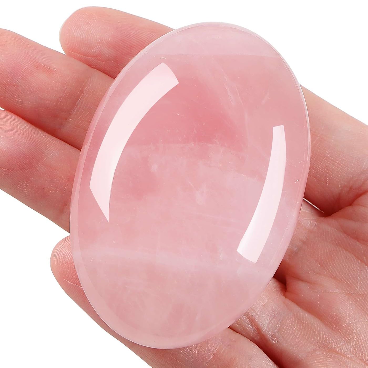 LAIDANLA Rose Quartz 2.4" Large Palm Stone Healing Crystals Natural Gemstones Calming Effects Energy Balancing Reiki Polished Worry Stone Cleansing Protection Anxiety Stress Relief Therapy 1PC