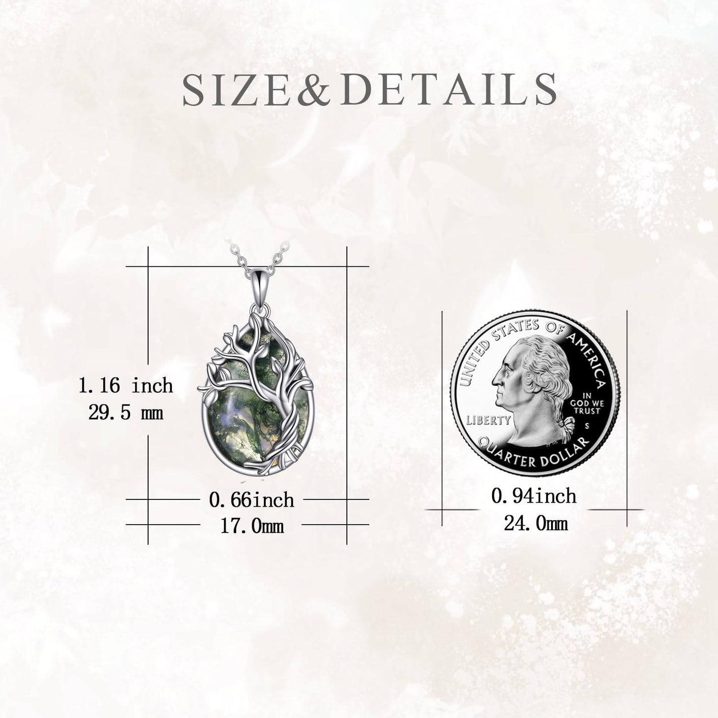 POPLYKE Moss Agate Tree of Life Necklace for Women 925 Sterling Silver Family Tree Pendant Jewelry Birthday Gifts