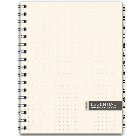 ESSENTIAL 2026 Monthly Planner with Tabs, 8.5"x11": 14 Months (November 2025 - December 2026), Professional, Simple, Easy-to-Use Design and Frosted Poly Cover for Extra Protection (Frosted)