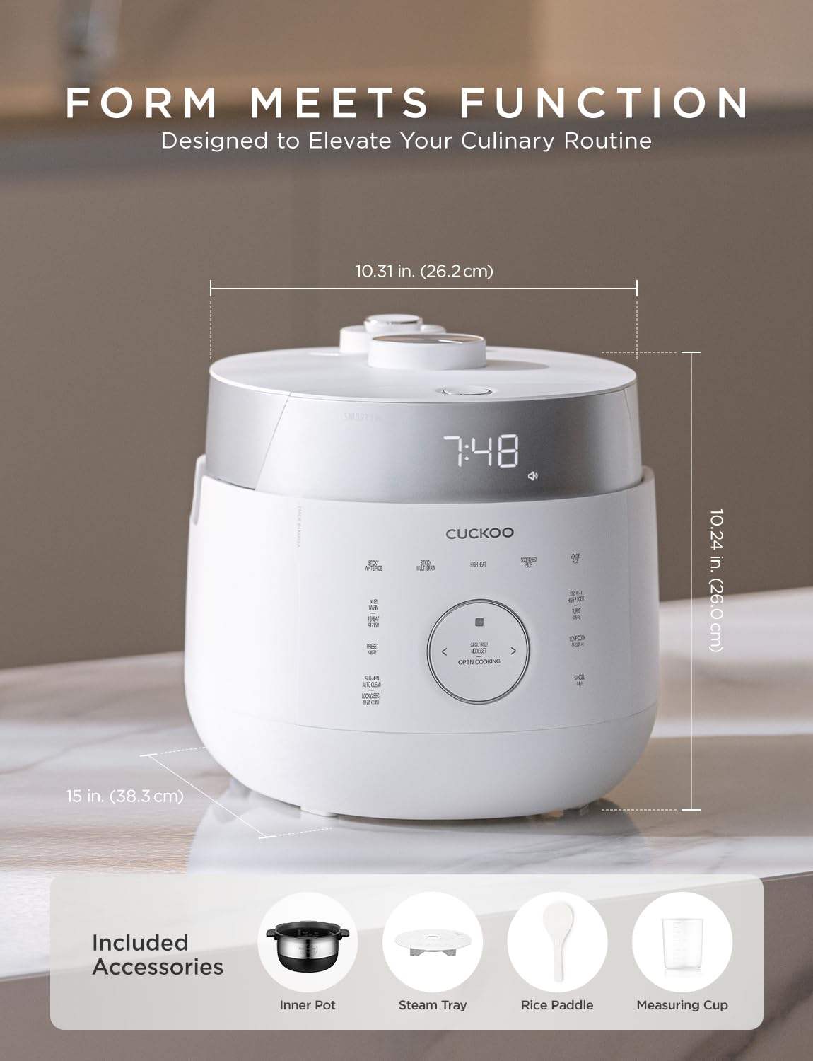 CUCKOO Twin Pressure Rice Cooker 6-Cup Uncooked / 12-Cup Cooked with Induction Heating Technology, 20 Menu Modes with Voice Guide, Versatile Rice Maker Multi-Cooker & Pressure Cooker (CRP-LHTR0609FW)