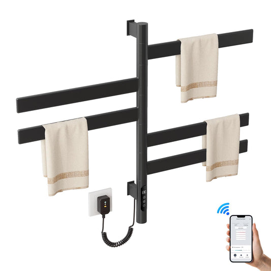 Heated Towel Racks for Bathroom, Wall Mounted Towel Warmer Swivel with Timer & Temp Control, Digital Touch Panel, 110V IPX5 Hardwired & Plug-in