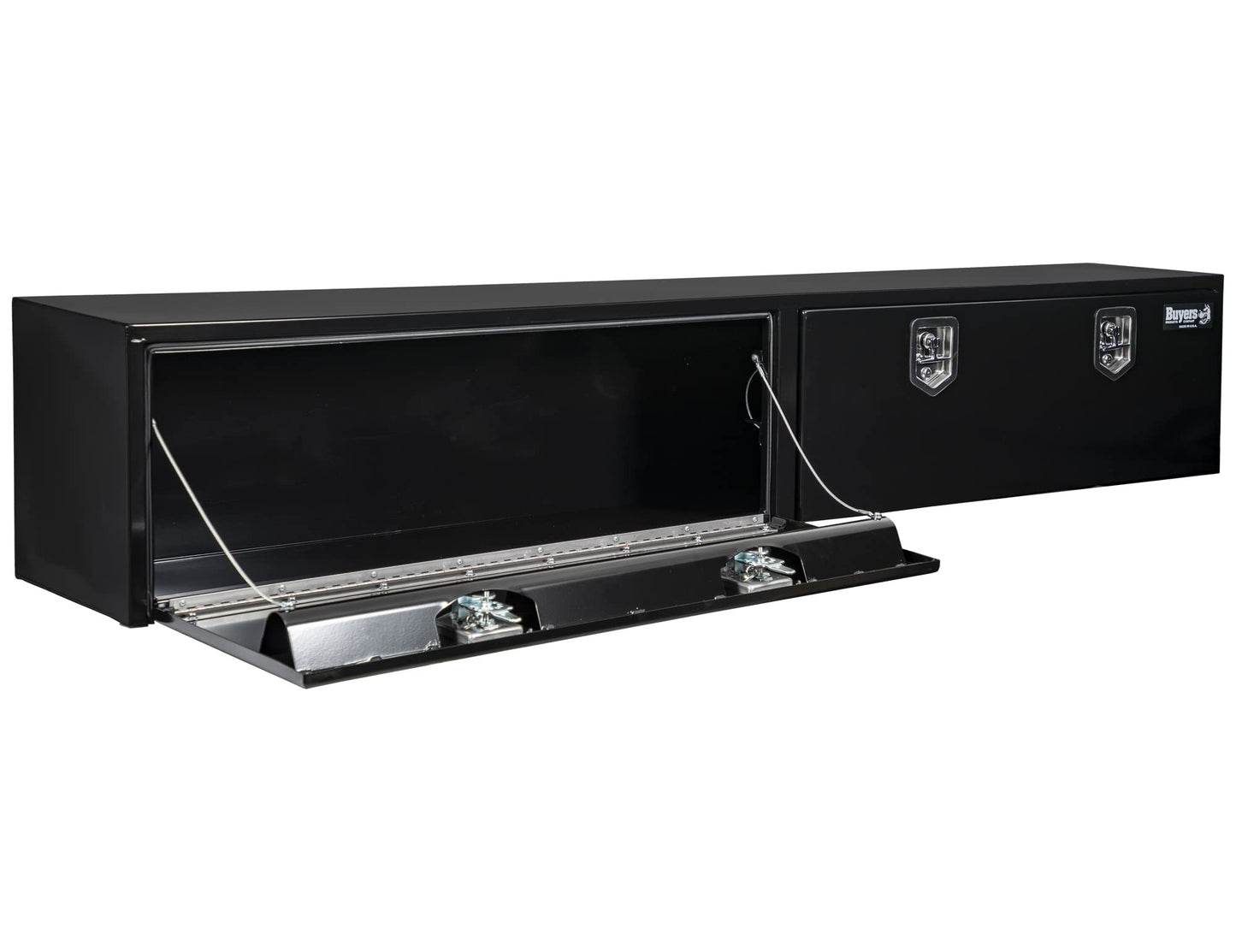 Buyers Products 1702960 Black Steel Topsider Truck Box With T-Handle Latch, 16 x 13 x 96 Inch Truck Tool Box For Storage And Organization, Lockable Tool Chest for Work Trucks