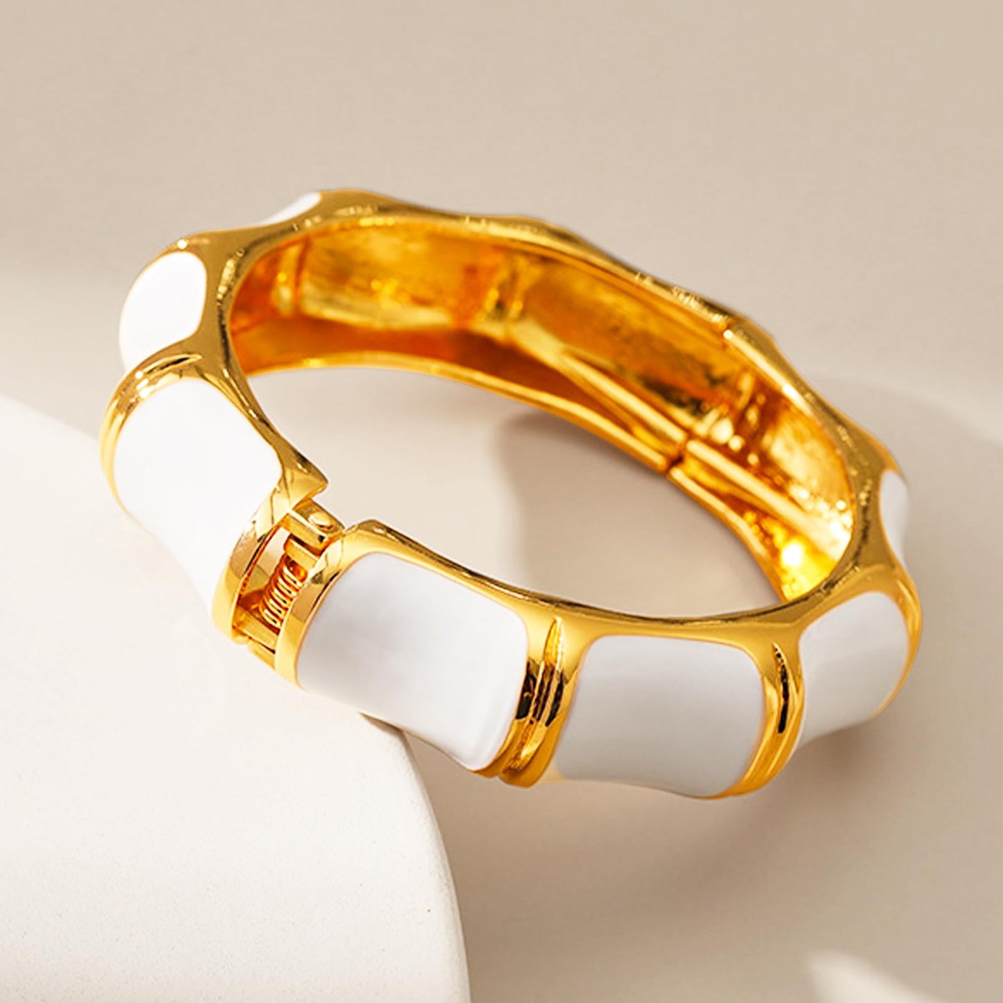 crataly White Gold Cuff Dripping Oil Bangle For Women-Enamel Vintage Bracelets For Birthday Christmas Mother's Day Valuntines Day Gifts