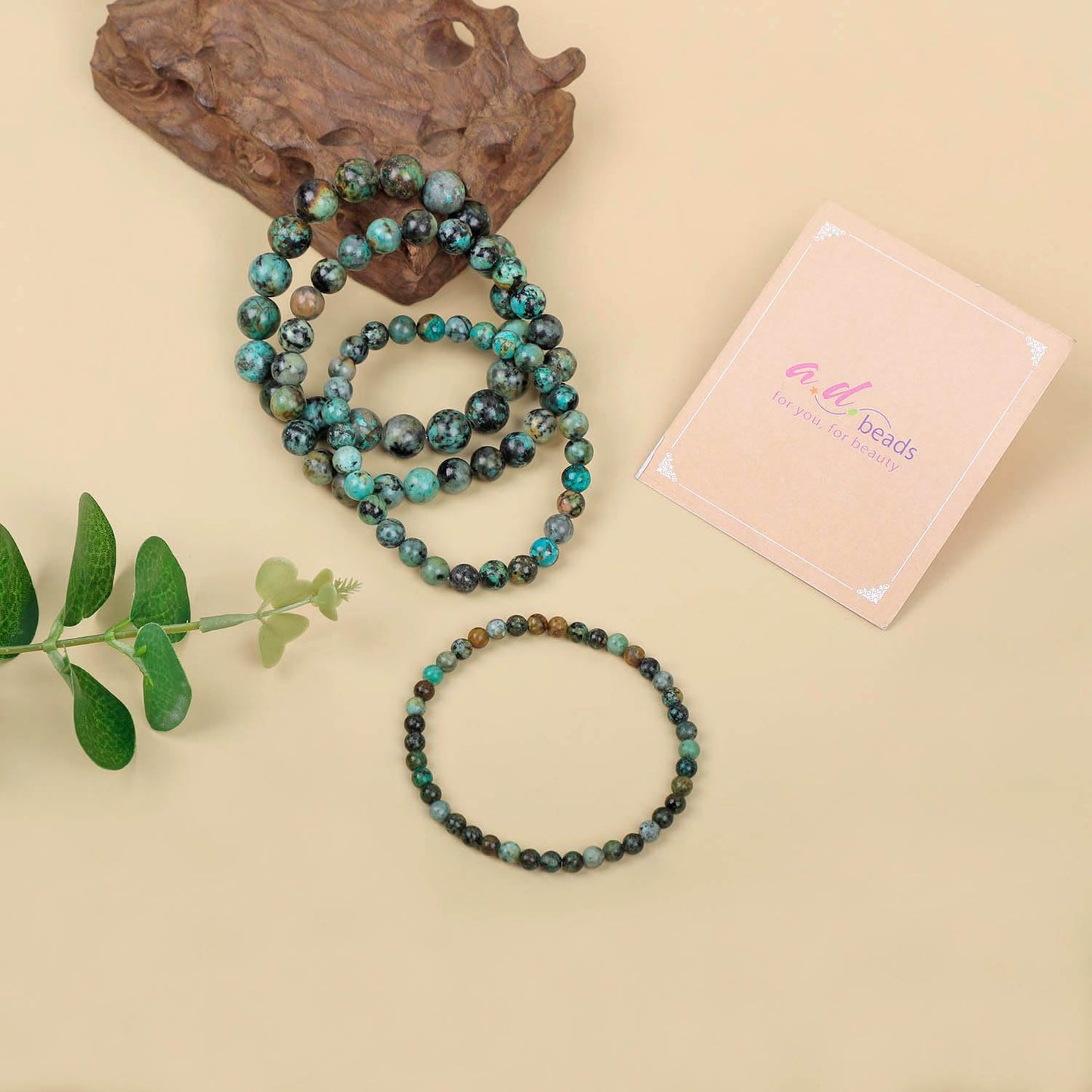 AD Beads Handmade Gemstone Stretch Elastic Bracelet Crystal Healing Reiki Nature's Beauty and Spiritual Essence Unisex (8mm, African Turquoise (Spiritual Growth))