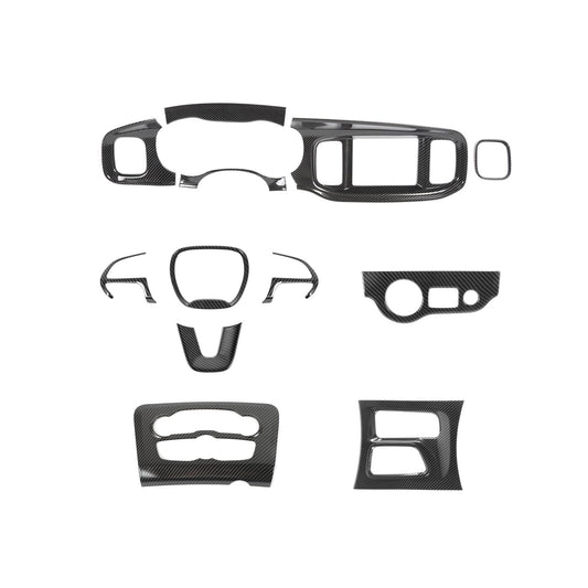RAZPOY 12PCS Carbon Fiber Interior Trim Accessories Compatible with Dodge Charger 2015-2024, Center Console Dashboard Trim Gear Shift Panel Cover