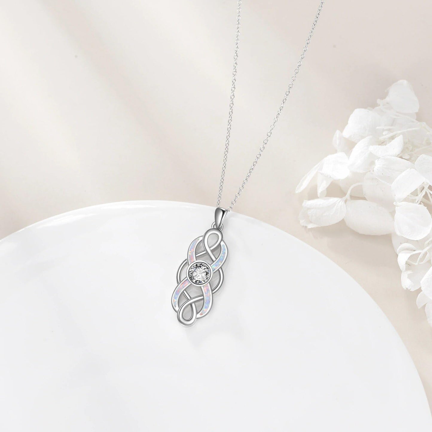 YFN Pearl Celtic Necklace S925 Sterling Silver for Women, Anniversary Irish Celtic Knot Jewelry Present for Women, Birthday Gifts (Celtic Knot Necklace)
