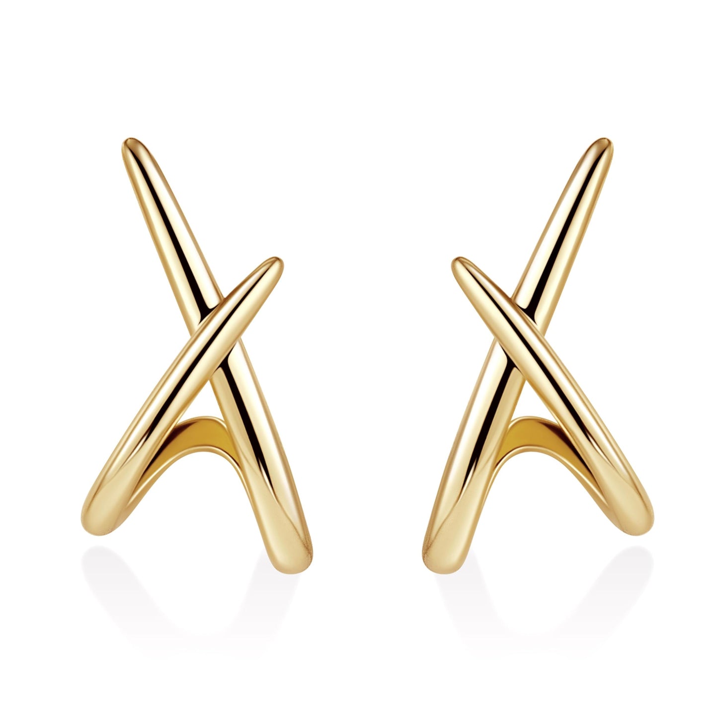 Criss Cross Stud Earrings for Women Trendy, 14K Gold Plated Minimalist Unique Hypoallergenic Earrings for Sensitive Ears, Dainty Simple Old Money Aesthetic Jewelry Modern Jewelry Gifts for Women‘s Fashion
