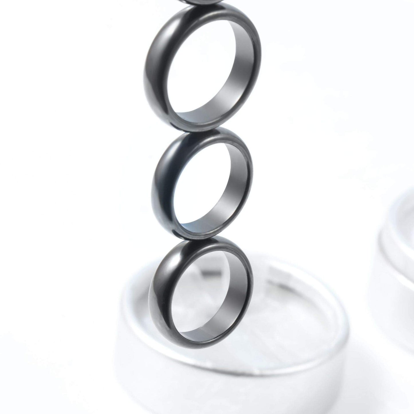 COLORFUL BLING 2Pcs Black Hematite Stone Rings Necklace Set Anxiety Absorb Negative Energy Balance Chakra Healing Jewelry for Women Men(6MM)-8