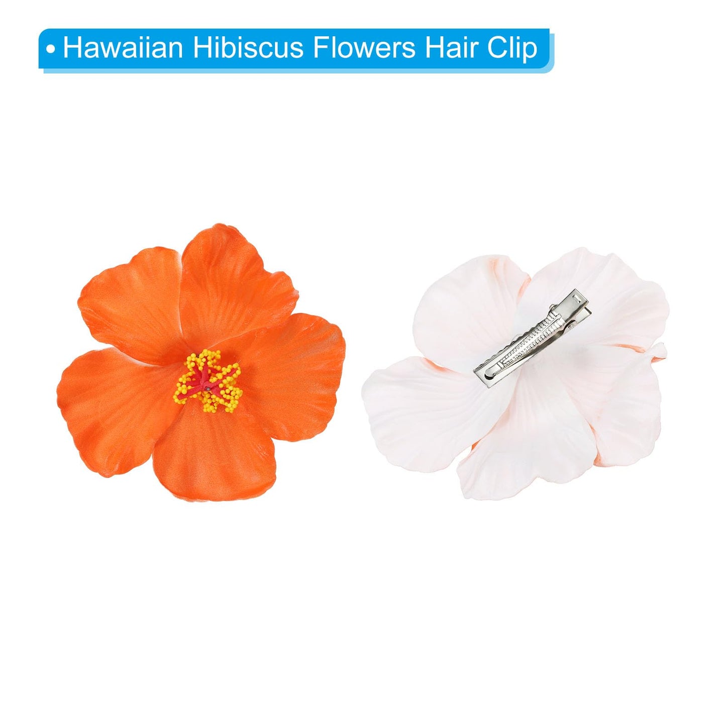 PATIKIL Hawaiian Hibiscus Flowers, 16 Pack Artificial Flowers Hair Clip DIY Foam Hibiscus Flower for Tabletop Decoration Party Favors Supplies, Orange
