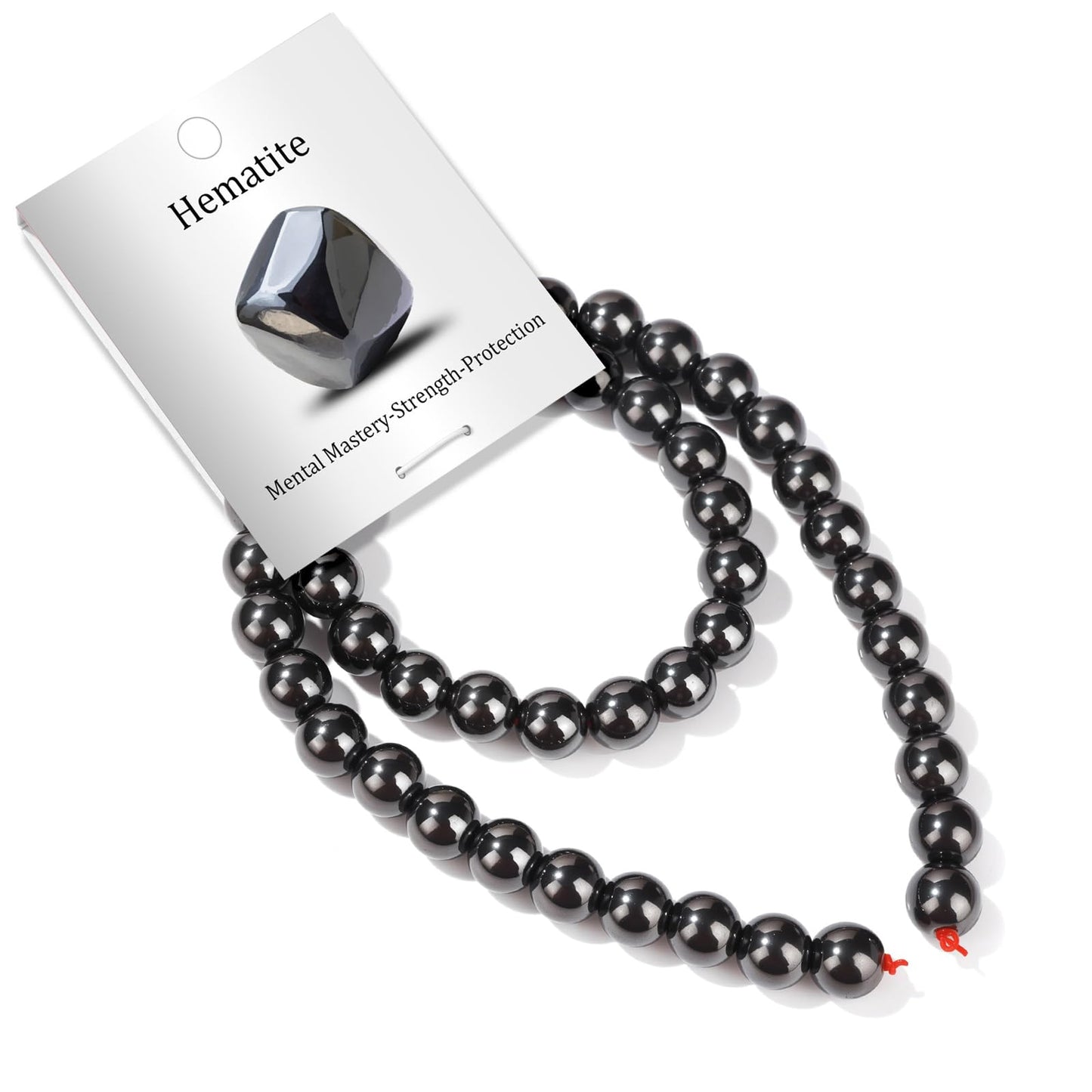 Risyfjew 50PCS 8mm Natural Hematite Beads Gemstone Round Loose Beads for Jewelry Making Chakra Crystal Stone Beads for Bracelets Necklace Earrings Making Supplies (50pcs/Strand)