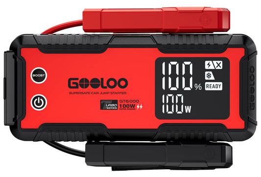 GOOLOO 6000A Jump Starter GT6000 Car Starter with 100W Bi-Directional Fast Charge, Powerful 12V Auto Battery Booster(All Gas & up to 12L Diesel Engine), Supersafe Portable Jump Box for Emergency Use
