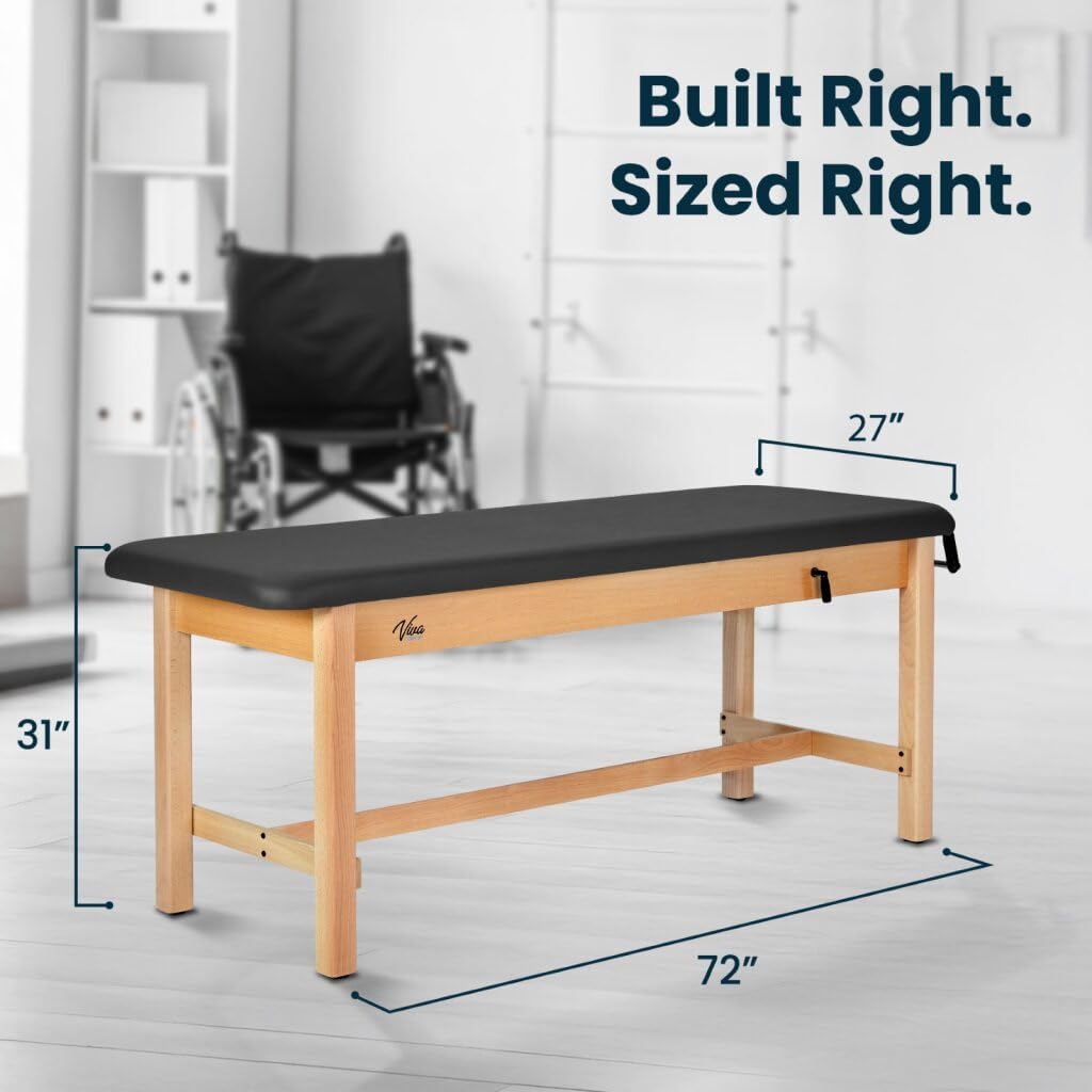 Vivacomfort Aristo H-Brace Flat Treatment Table, 500 lbs Weight Capacity, Black