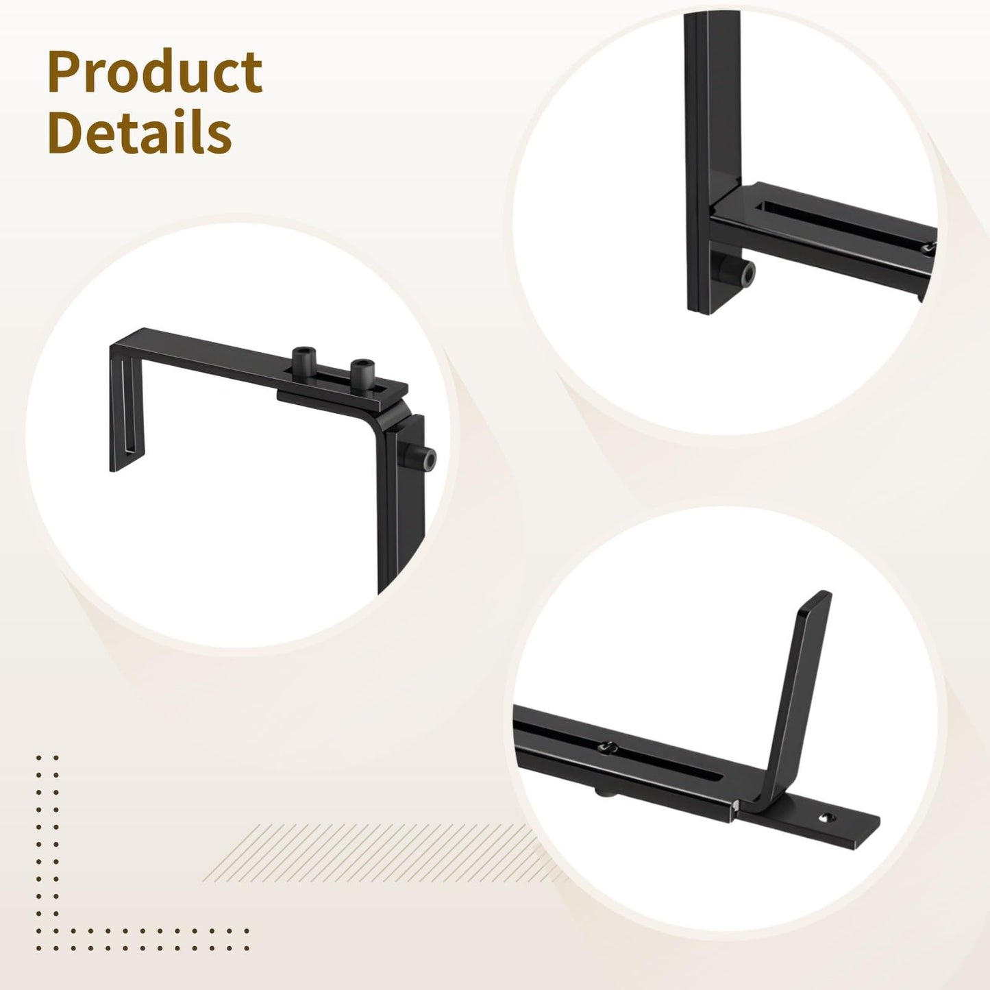 For 5.9-12.6 In Plant Pots, 4 Pcs Flower Box Holder Adjustable Planter Box Brackets, Sturdy Iron With Rustproof Black Coating, Fits 2-7 In Wide Railings, Easy Installation
