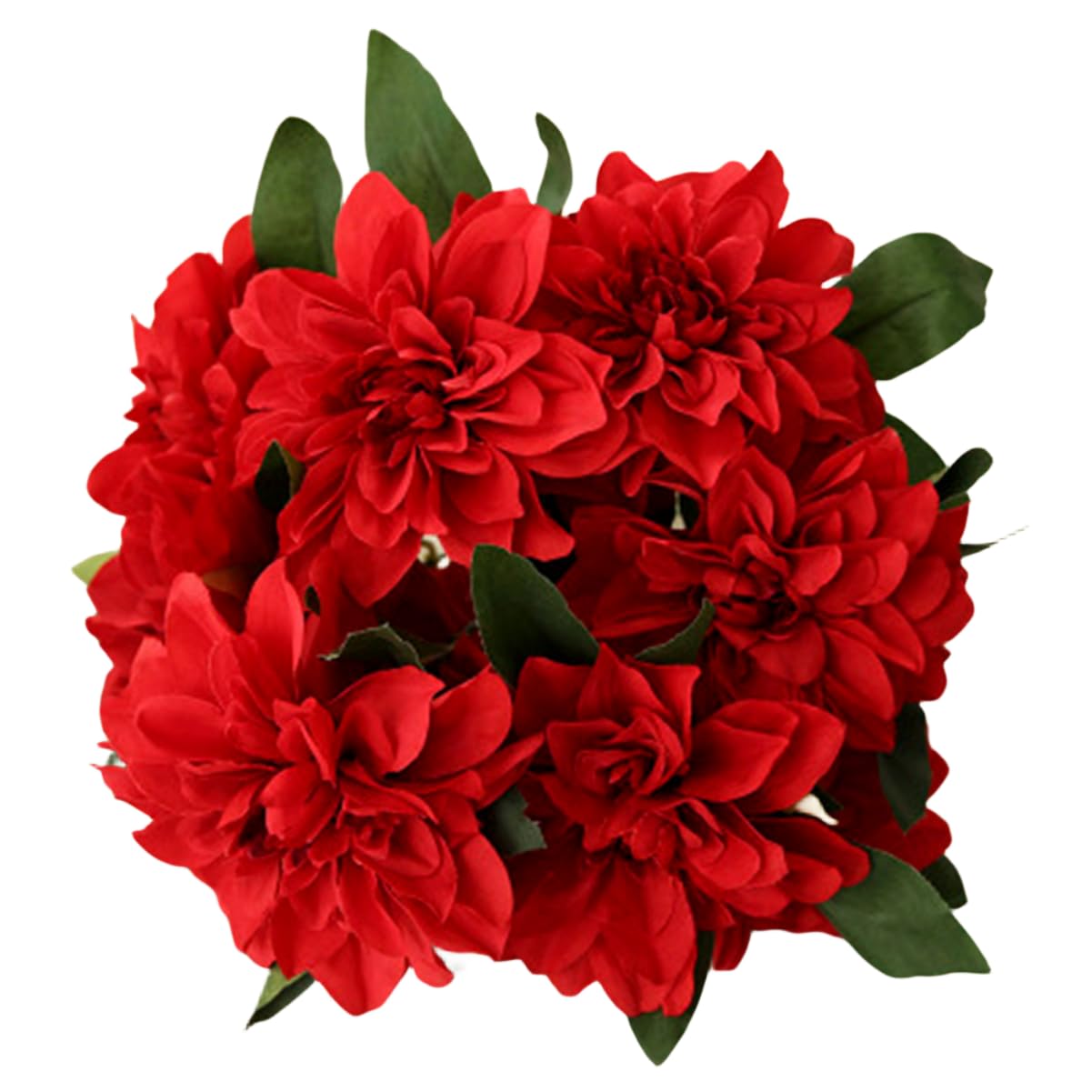HoYuanFlo 10 Heads Dahlia Fake Flowers Artificial Dahlia Flowers Faux Flowers for Home Wedding Party Office Supplies (Red)